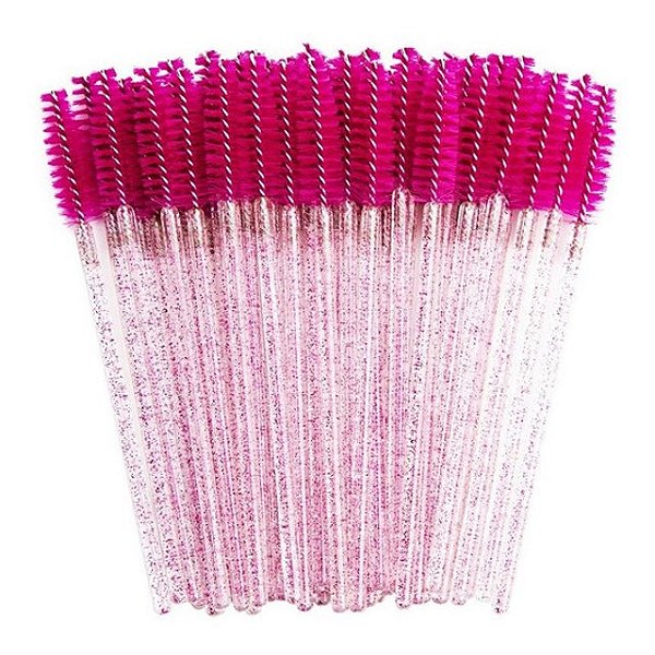 Escovinha de Sobrancelhas Pink com Glitter 50un