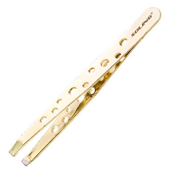 Pinça Soling Global Ponta Reta Dourado 303