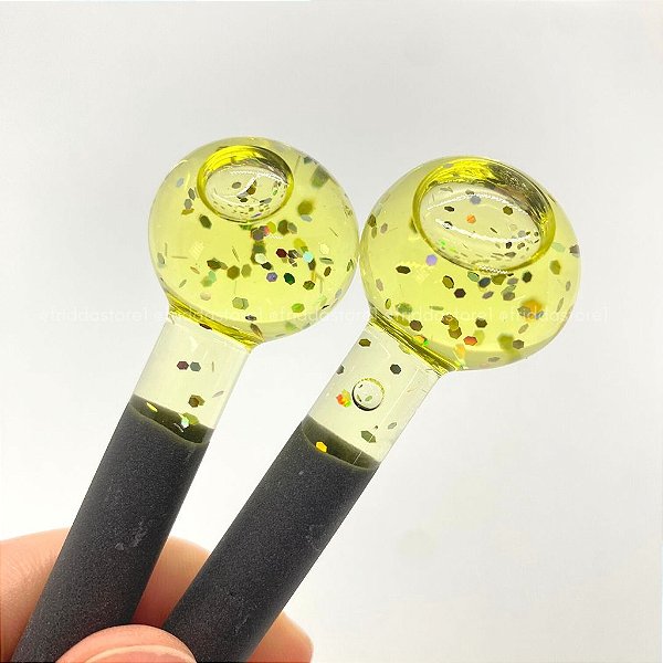 Esfera de Cromoterapia Pequena Amarela com Glitter