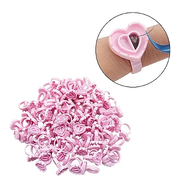 Kit com 50 Anéis Batoque Coração Rosa