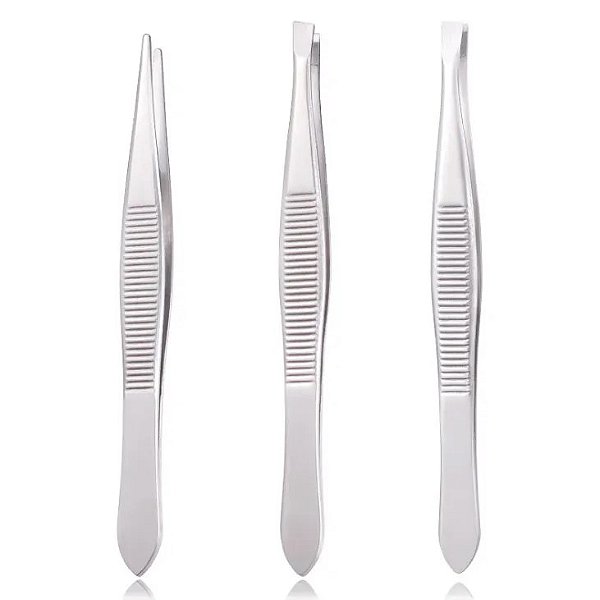 Kit com 3 Pinças Prata