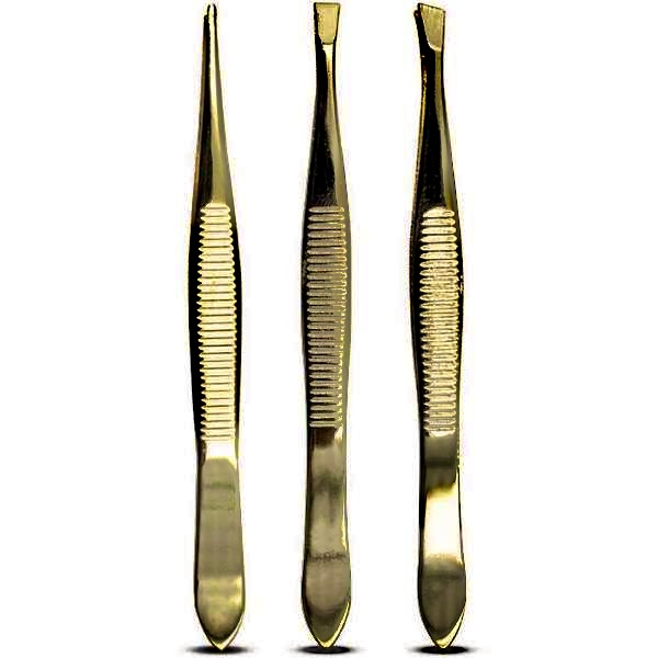 Kit com 3 Pinças Dourado