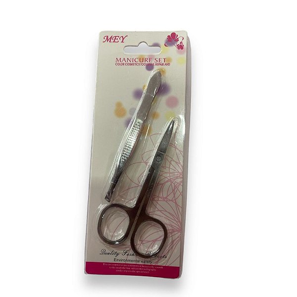 Kit com Pinça e Tesoura Prata
