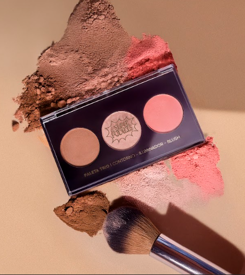 Paleta Trio Super Poderes | Contorno, Iluminador e Blush
