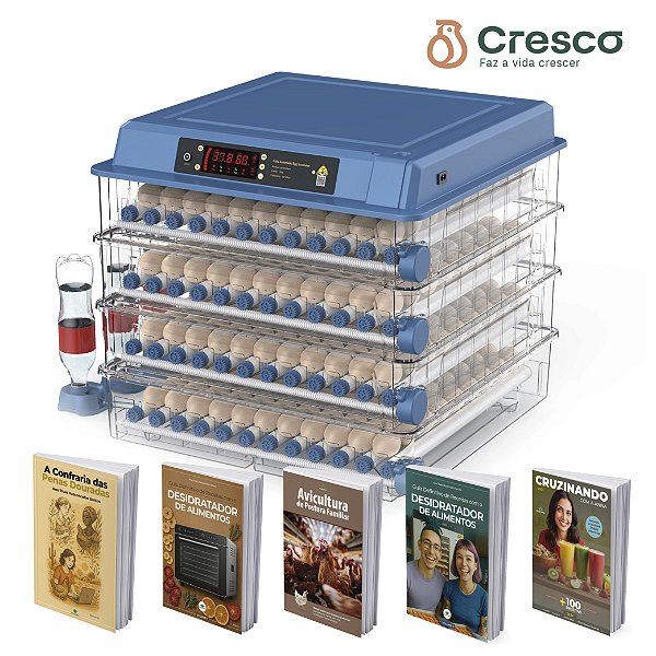 KIT CRESCO - Chocadeira Automática Cresco 256 ovos 220v + 5 e-books