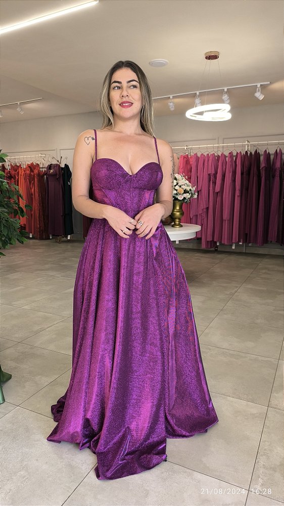 Vestido longo marsala corselet gode pz - TAM 40