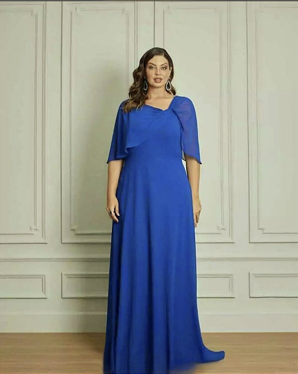 Vestido longo mangas fluidas gode plus size ad