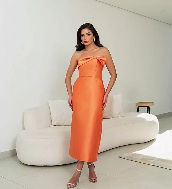 Vestido midi preto zibeline tomara que caia - 40