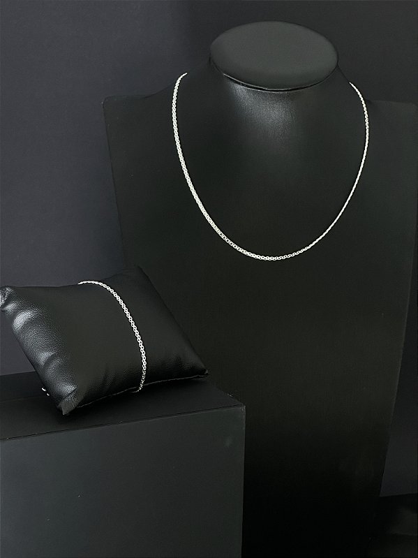 Kit Bismark Colar 40cm + Pulseira Prata 925 Legítima | Hipoalergênico e Durável