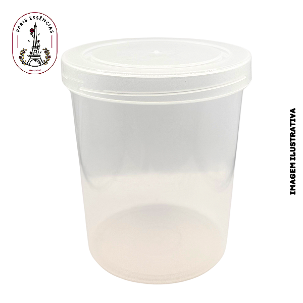 Pote de Plástico 1000ML Cilindro Natural c/ Tampa - (un)
