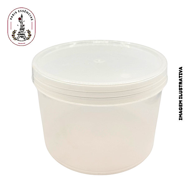 Pote de Plástico 600ML Cilindro Natural c/ Tampa - (un)