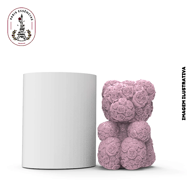 Molde de Silicone Urso Decorado C/ Rosas - (un)