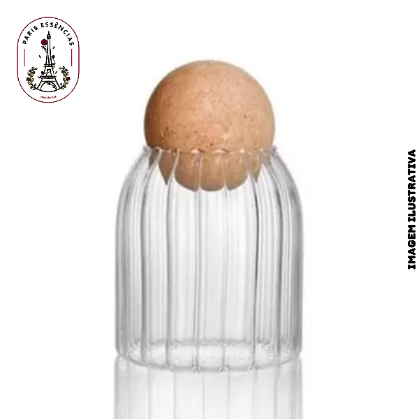 Pote de Vidro Canelado 450ml (un) com Tampa Esférica
