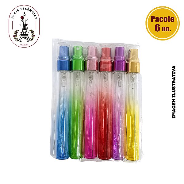 Kit Vidro 10ml c/ Válvula Spray para Decant - (6un) Coloridos