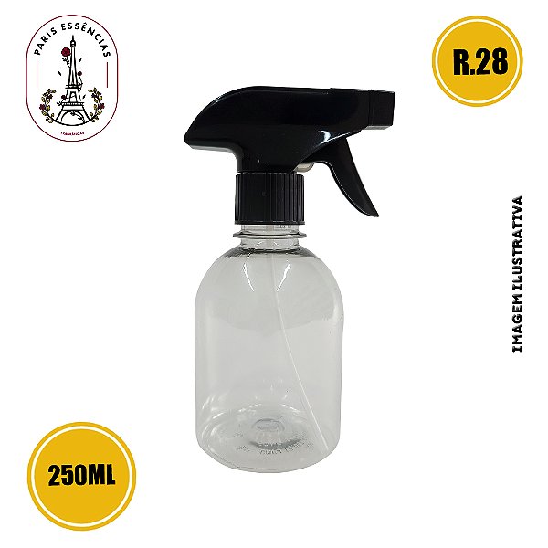 Frasco Pet 250ml C/ Gatilho Anatômico 28/410 Preto (Un)