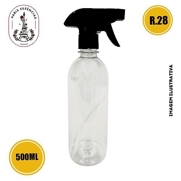 Frasco Pet 500ml Shampoo Cristal C/ Gatilho Anatômico Preto 28/410 (un)