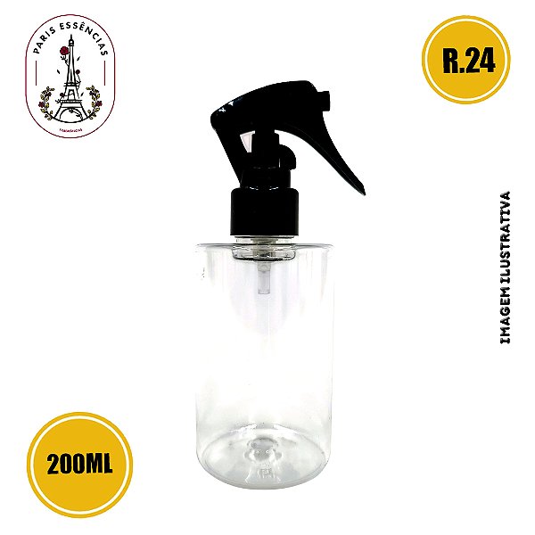 Frasco Pet 200ml Cilindrico Reto C/ Gatilho Preto 24/410