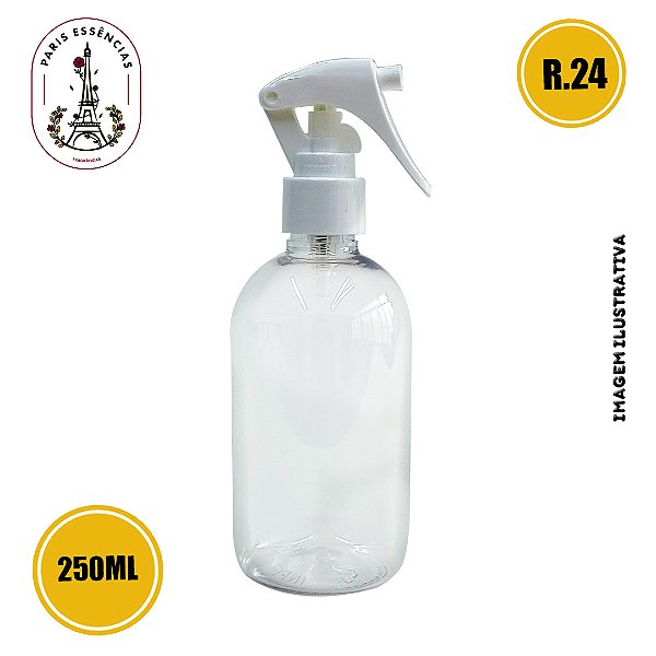 Frasco Pet Cilíndrico 250ml C/ Gatilho Branco 24/410