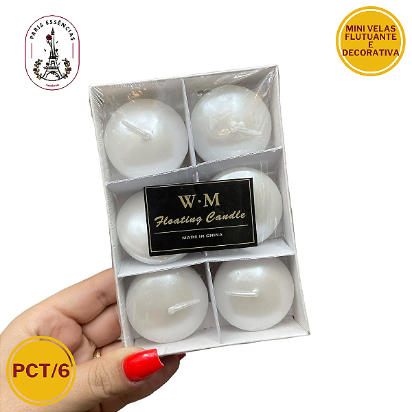 Vela Perolada Decorativa e Flutuante - (Cx:6)