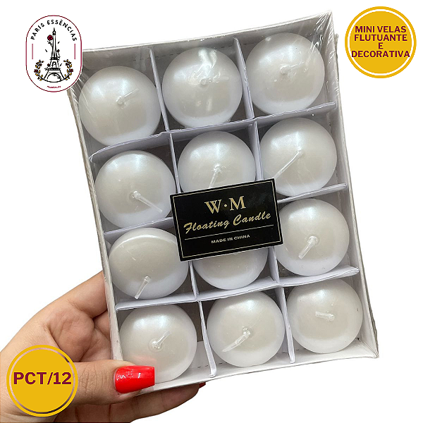 Vela Perolada Decorativa e Flutuante - (Cx:12)