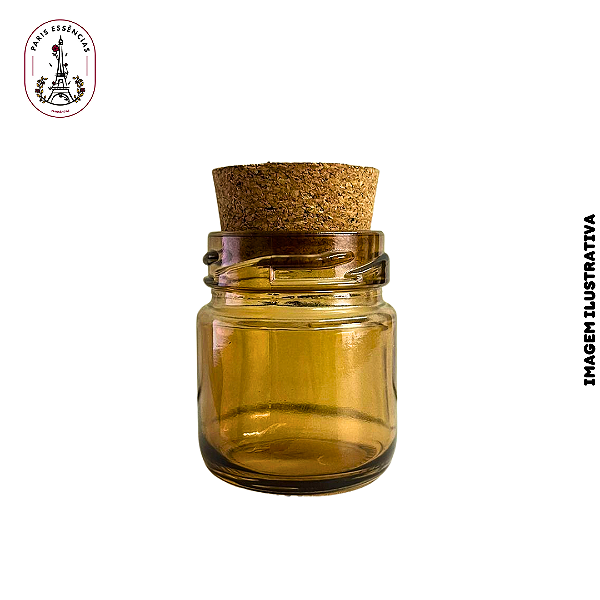 Mini Pote de Vidro Âmbar 40ml Com Tampa Cortiça - (un)