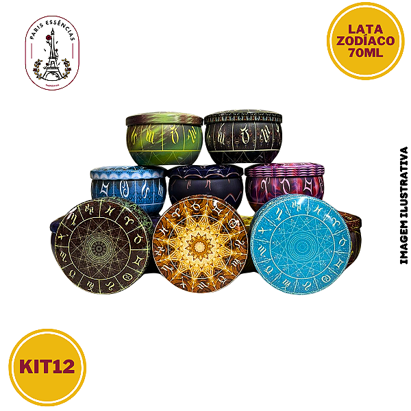 Kit Lata de Metal Zodíaco 12unidades 70ML