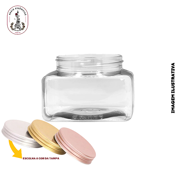 Pote p/ Cosmético Quadrado 200ml c/ Tampa Alumínio - (un)