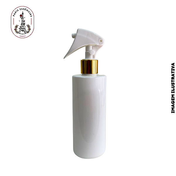 Frasco Pet 260ml Branco c/ Gatilho Luxo Dourado - (un)
