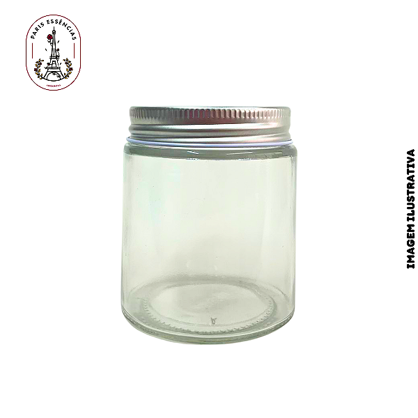 Pote de Vidro Alto 250ml c/ Tampa Alumínio Prata - (un)