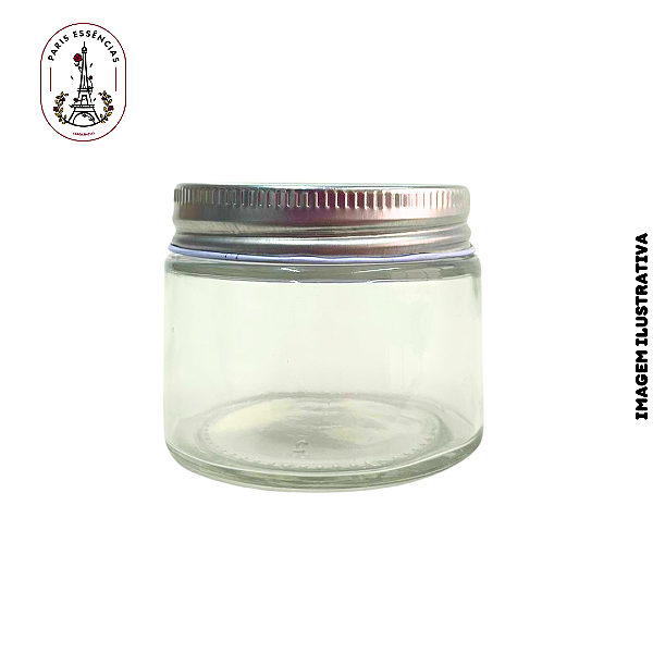 Pote de Vidro Médio 150ml c/ Tampa Alumínio Prata - (un)