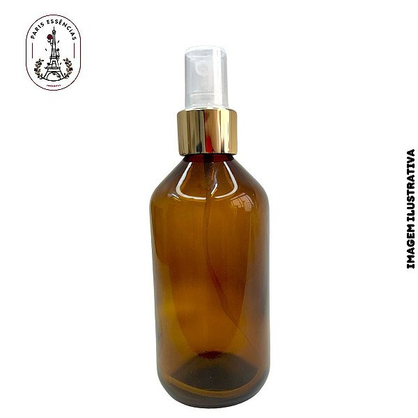 Vidro Âmbar 200ml c/ Spray Luxo Dourada - (un)