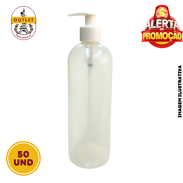 Frasco PVC 500ML c/ Válvula Saboneteira Branca - 50UND