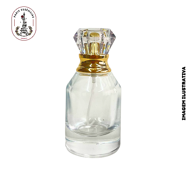 Porta Perfume 30ml c/ Tampa Diamante Cristal/Dourada - (un)