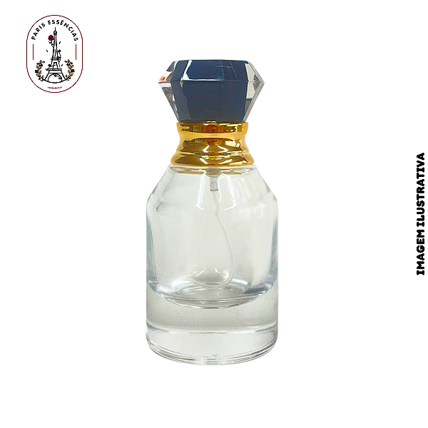 Porta Perfume 30ml c/ Tampa Diamante Preta/Dourada - (un)
