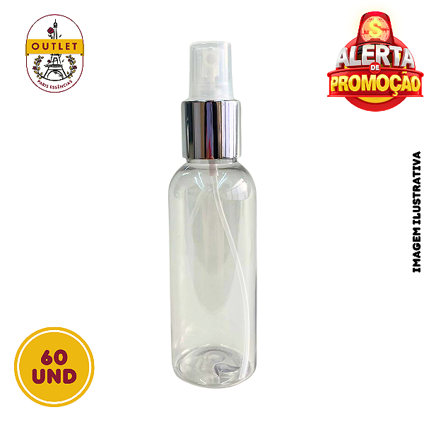 Frasco Pet 120ml com Válvula Spray Prata - 60UND