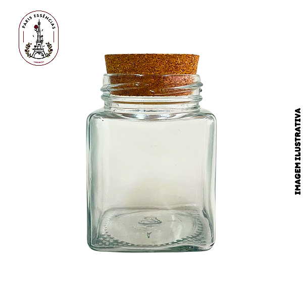 Pote de Vidro 180ml Quadrado c/ Tampa Cortiça - (un)