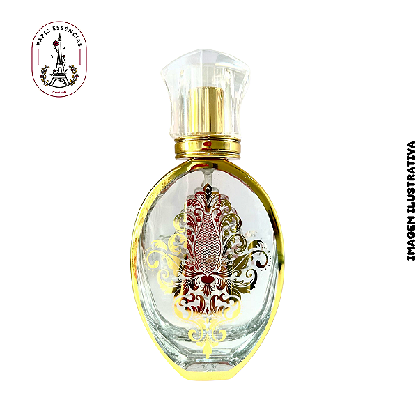 Porta Perfume Luxo 50ml – Vidro Oval com Detalhes Dourados