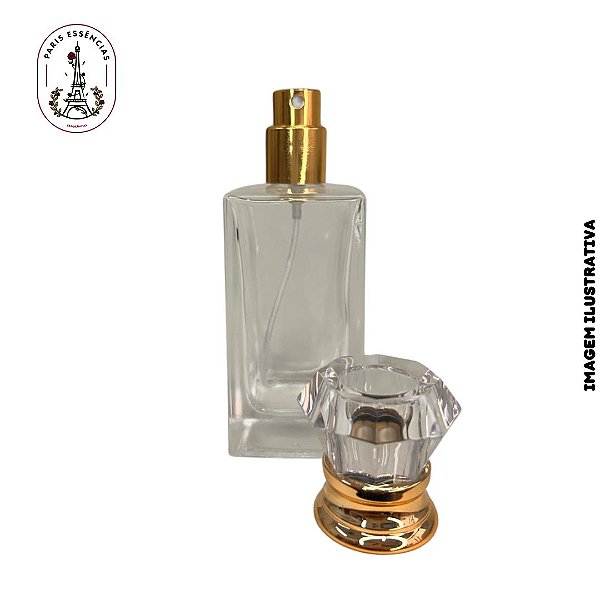 Porta Perfume Luxo Quadrado Tampa Coroa 50ml