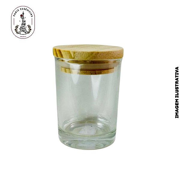 Copo de Vidro para Vela 60ml com Tampa de Madeira