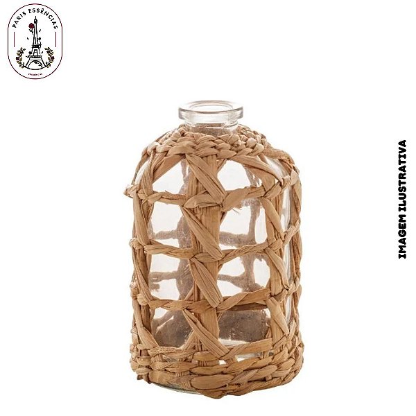 Vaso de Vidro e Fibra Natural 9cm x 15cm