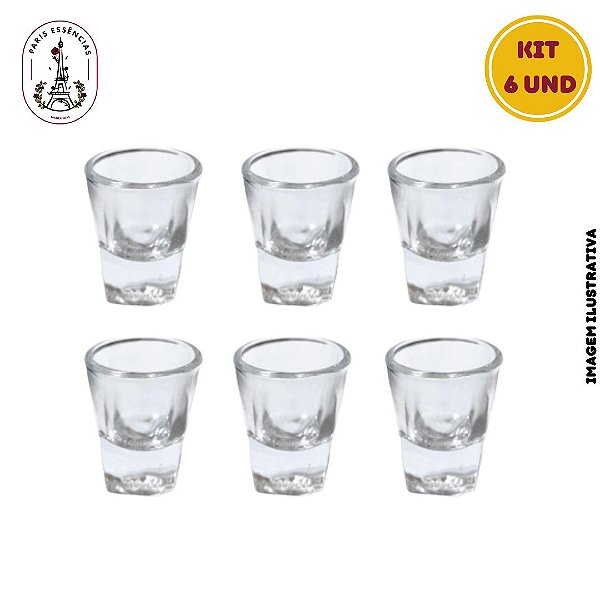 Kit Copo de Vidro Fundo Grosso 20ml - 6 Unidades