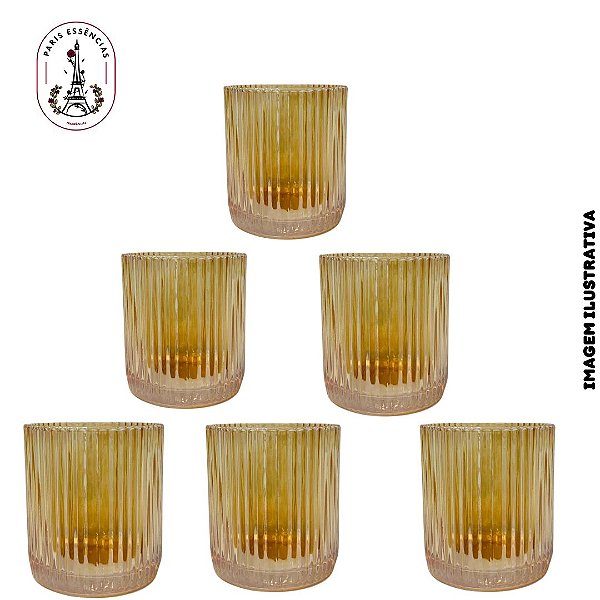 Kit C/ 6 unidades Copo p/ Vela Grafiatto 320ml Âmbar