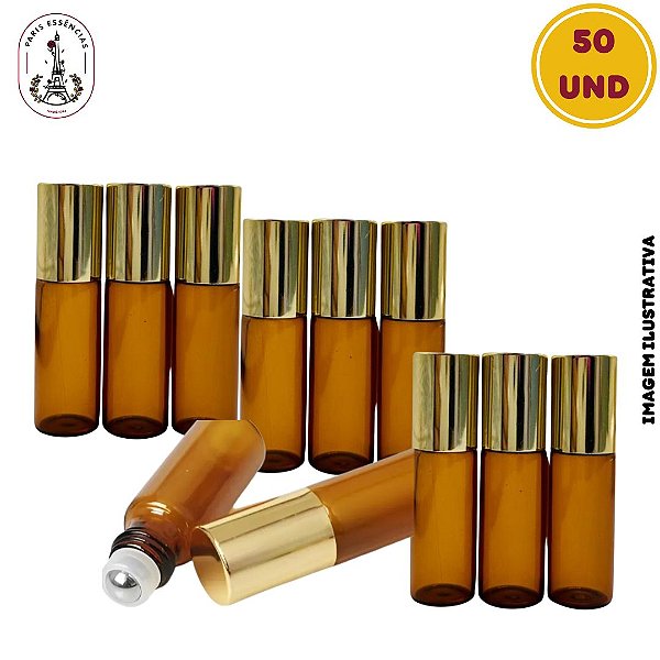 Kit 50 unidades-VIidro Rollo-on 5ml Âmbar