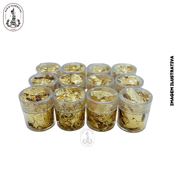 Kit C/ 12 Potes de Folha de Ouro