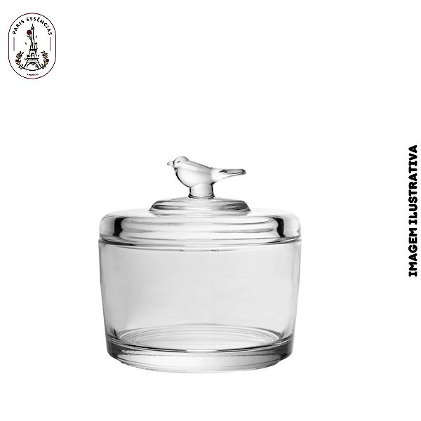 Pote de Cristal Ecológico com Tampa Bird - 7,5cm x 7,5cm x 8,5cm