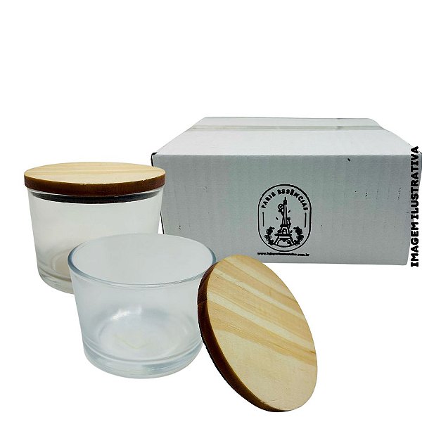 Caixa 48 Peças Copo Nadir c/ Tampa Madeira - 155ml