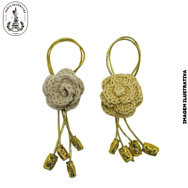 Enfeite Flor Crochê - Bege e Caramelo