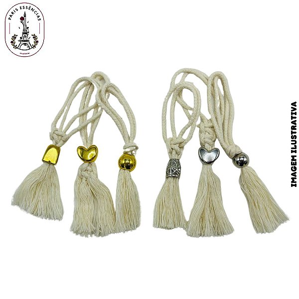 Enfeite Fio de Algodão com Adereços – Prata ou Dourado