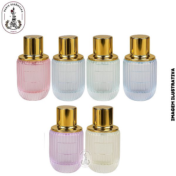 Porta Perfume de Vidro 30ml com Tampa Dourada Luxo - Color
