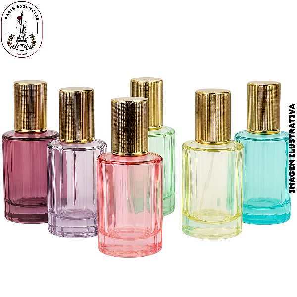 Porta Perfume de Vidro 30ml com Tampa Dourada Luxo - Color